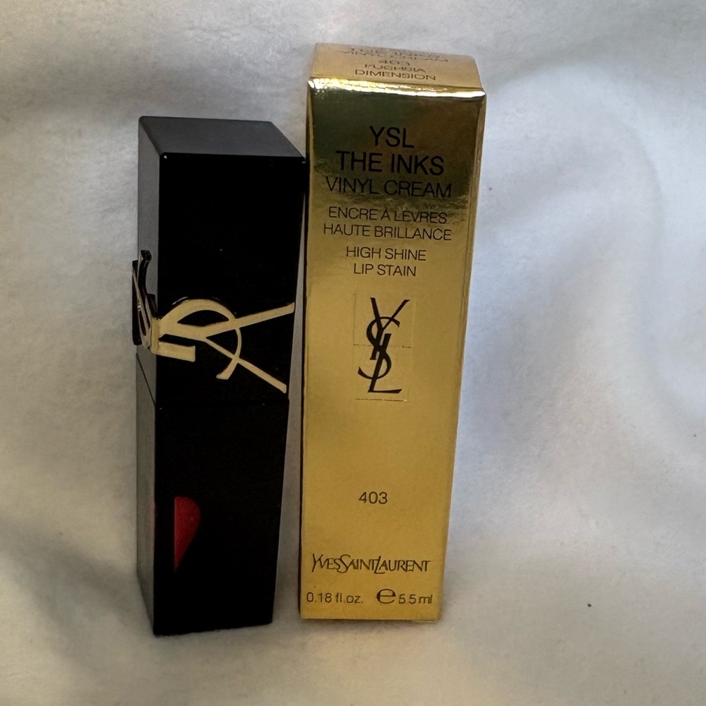 YSL Saint Laurent The Inks Vinyl Cream High Shine Lip Stain Shade 403 New In Box - Picture 2 of 4